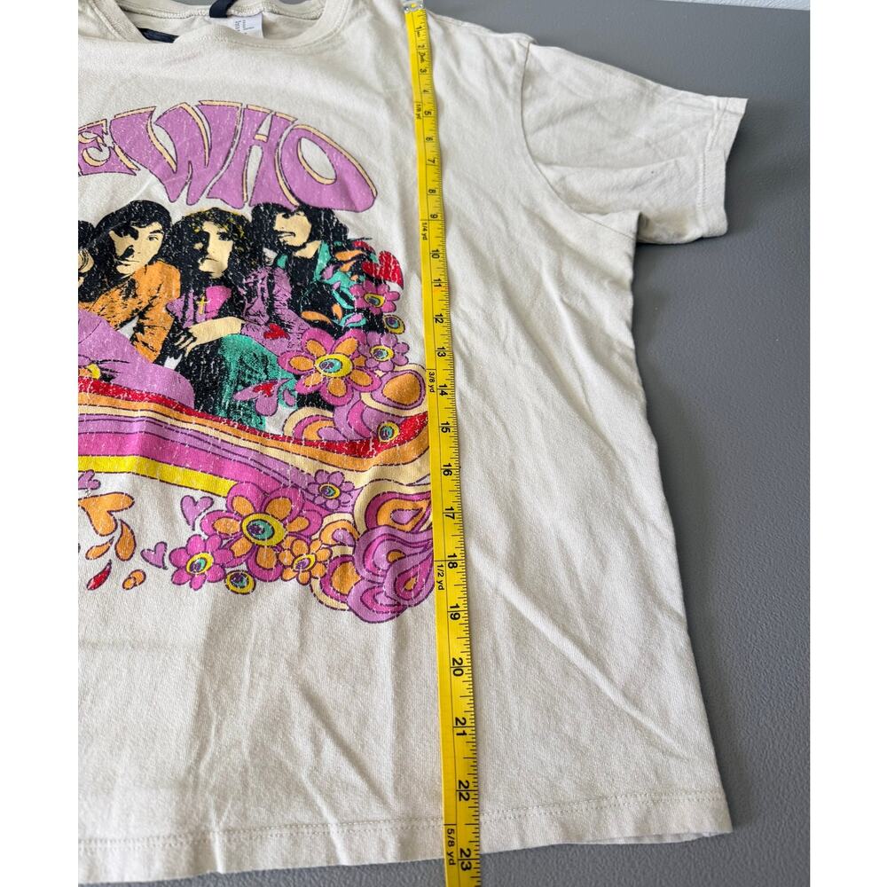 The Who Graphic Tee H&M Cream Retro Band Shirt Psychedelic Floral Rock Tee Med - Picture 5 of 8